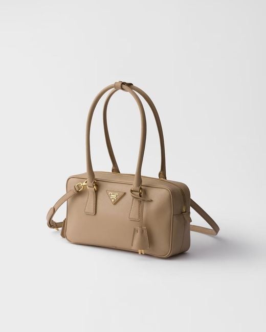 Prada Natural Small Saffiano Leather Top-Handle Bag