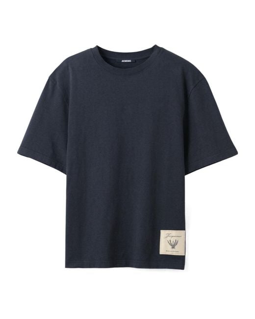 Jacquemus Blue Logo Cotton T-Shirt for men