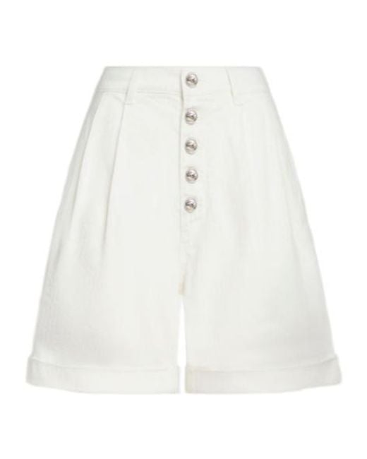 Etro White Chevron High-Waist Bermuda Shorts