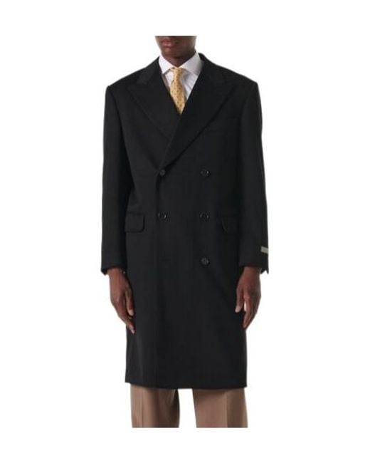 Canali Black Wool And Cashmere Overcoat for men