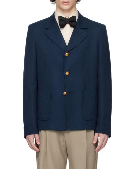 Valentino Blue Button-Up Long-Sleeved Jacket for men