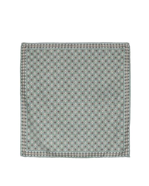 Brunello Cucinelli Gray Geometric-Print Silk Handkerchief for men