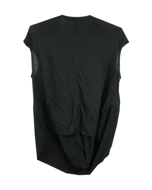 Rick Owens Black Irregular Short-Sleeved Logo T-Shirt