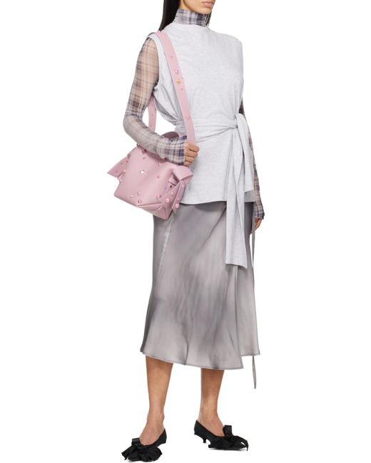 Acne Gray Satin Wrap Midi Skirt