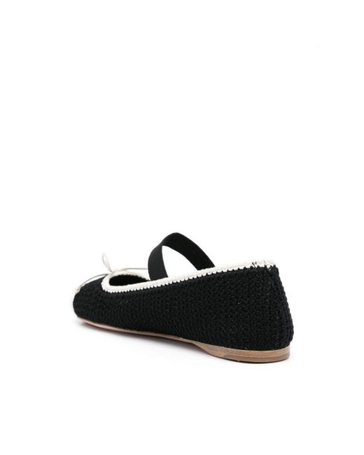 Miu Miu Black Bow-Decorated Flat Shoes
