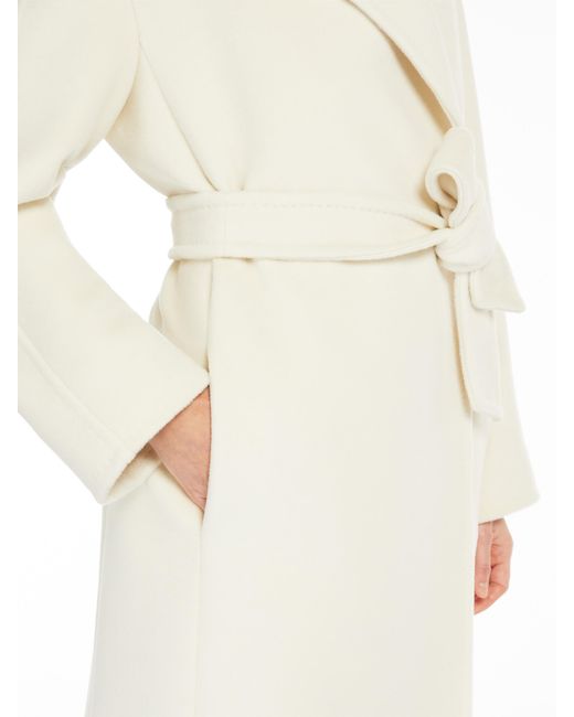 Max Mara White Fragore Belted Long-Sleeved Coat