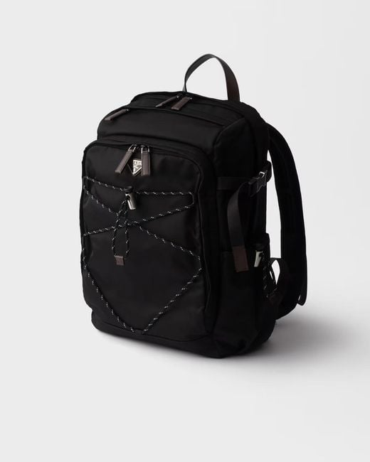 Prada Black Speedrock Re-Nylon And Leather Backpack for men