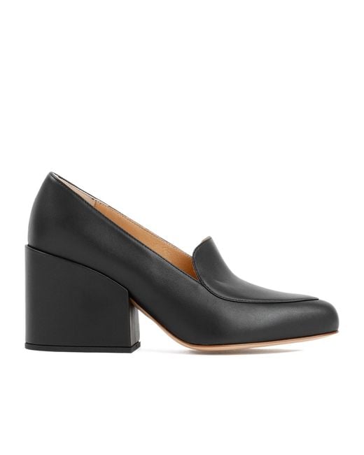Gabriela Hearst Black Block-Heel Pointed-Toe Leather Pumps