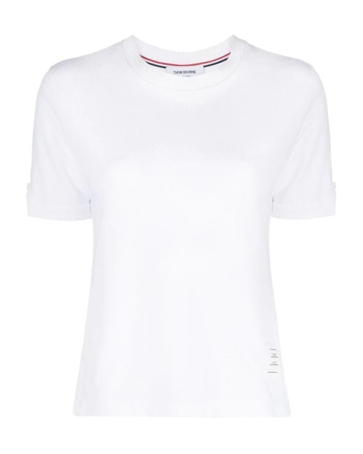 Thom Browne White Sequin-Embellished Cotton T-Shirt