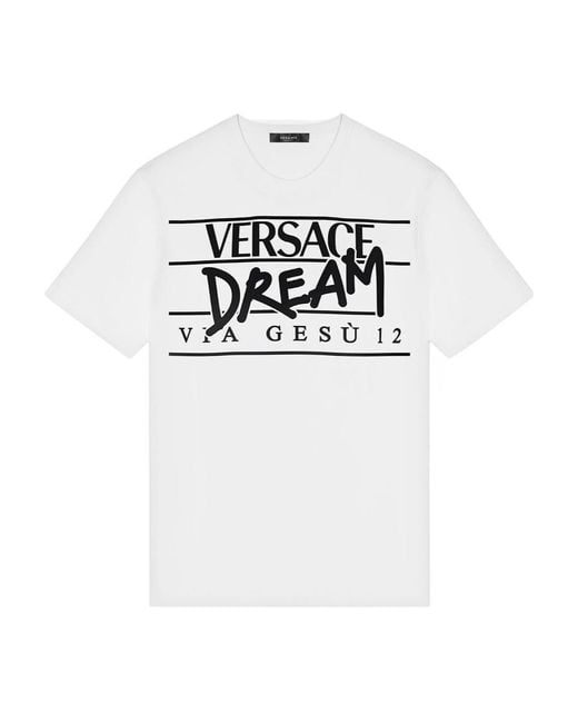 Versace White Logo-Print Short-Sleeved T-Shirt for men