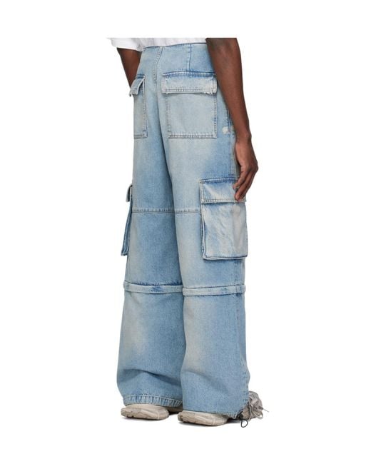 we11done Blue Cargo Jeans for men