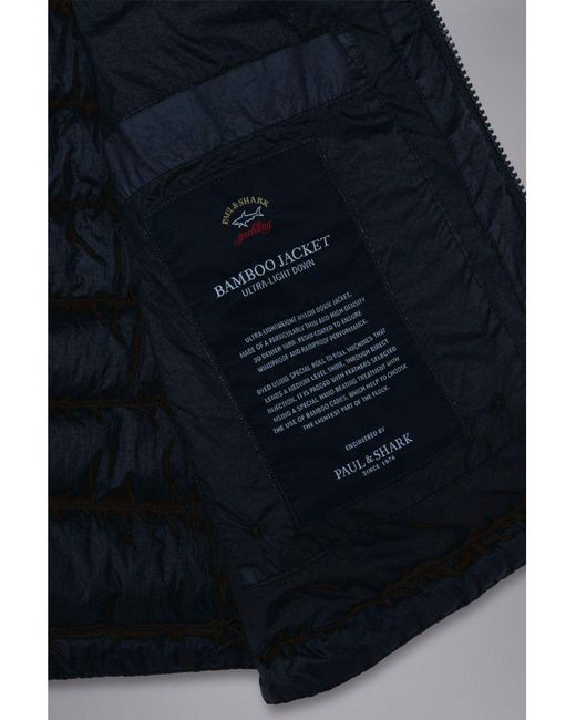 Paul & Shark Blue Hooded Quilted Jacket for men