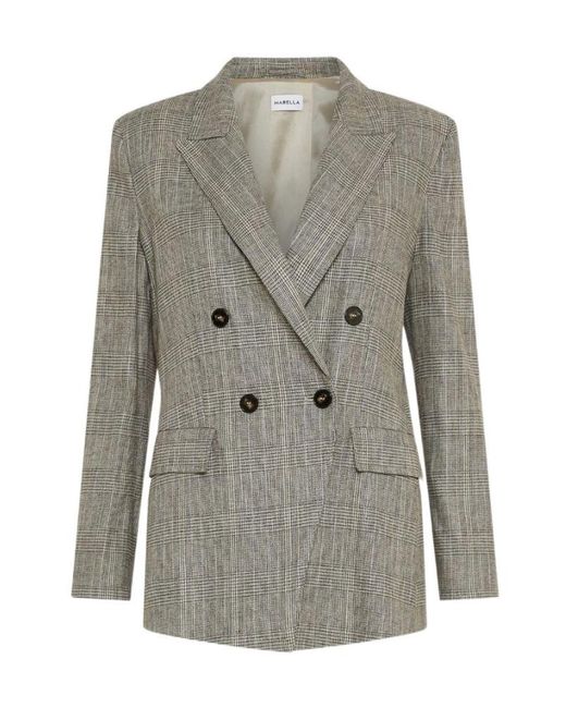Marella Gray Flowing Double-Breasted Blazer