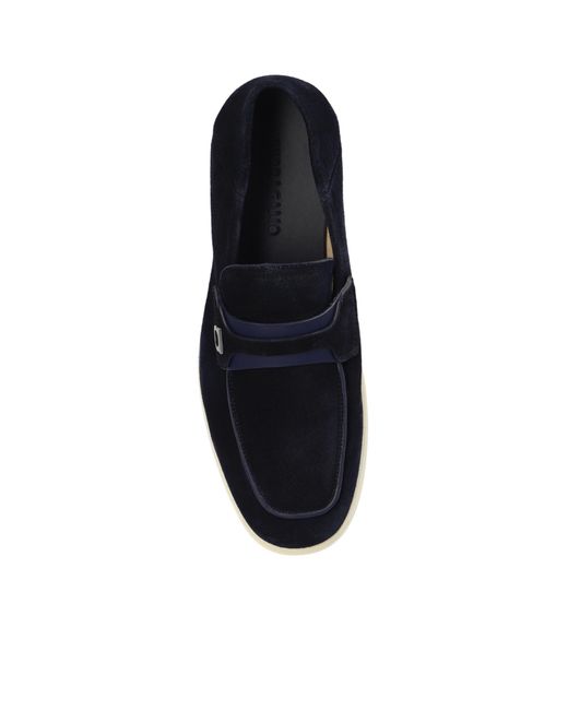 Ferragamo Blue Logo Love Shoes for men