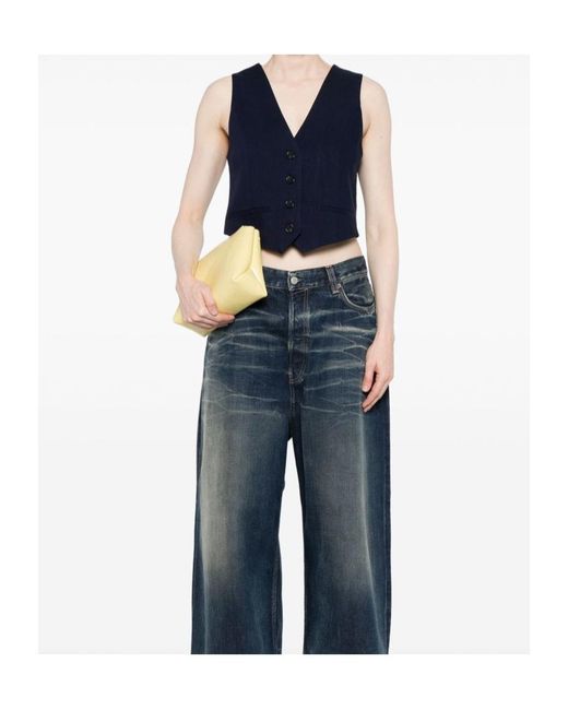 MSGM Blue Slub-Texture Waistcoat