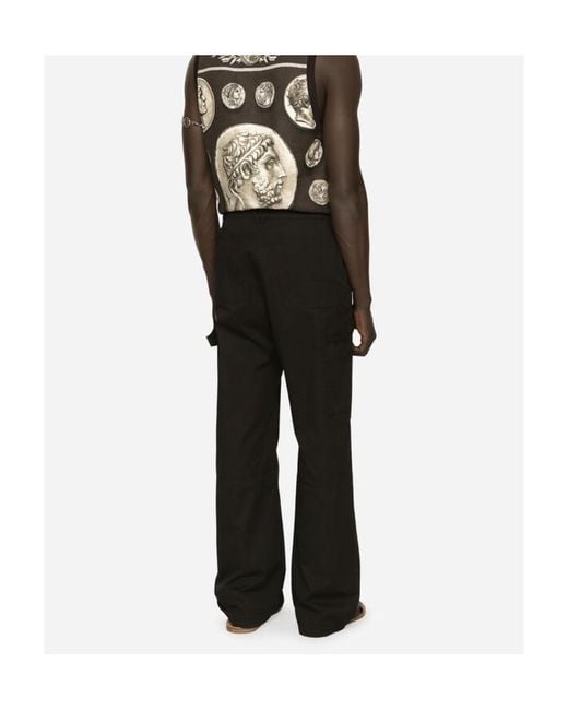 Dolce & Gabbana Black Logo Plaque Straight-Leg Trousers for men