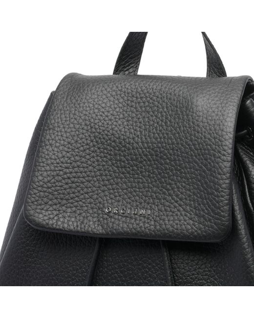 Orciani Black Soft Pebbled Texture Backpack With Adaptable Straps