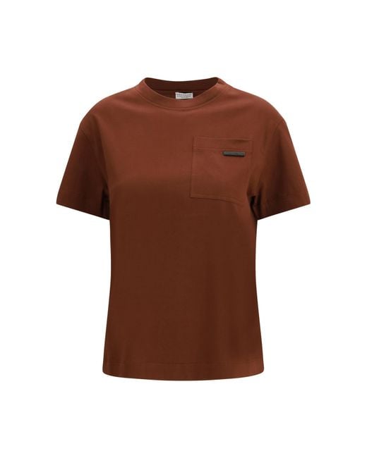 Brunello Cucinelli Brown Cotton T-Shirt