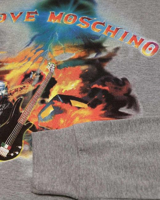 Moschino Gray T-Shirt With Round Neck And Long Sleeves for men