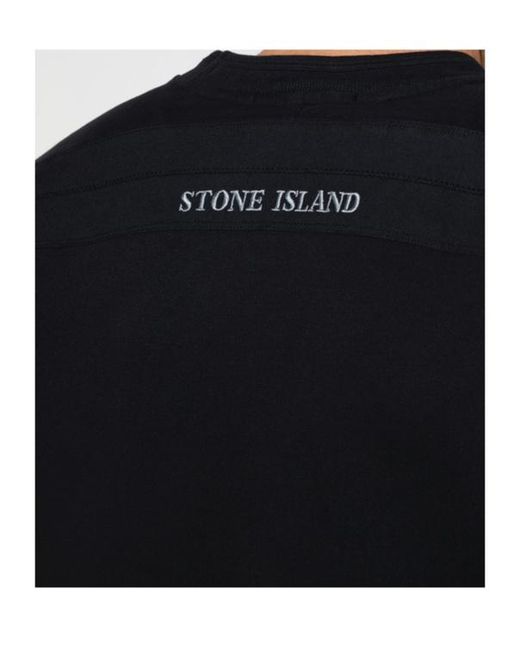 Stone Island Black Logo-Embroidered Crewneck Sweatshirt for men