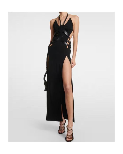 Dion Lee Black Openwork Trimed Neckline Evening Gown
