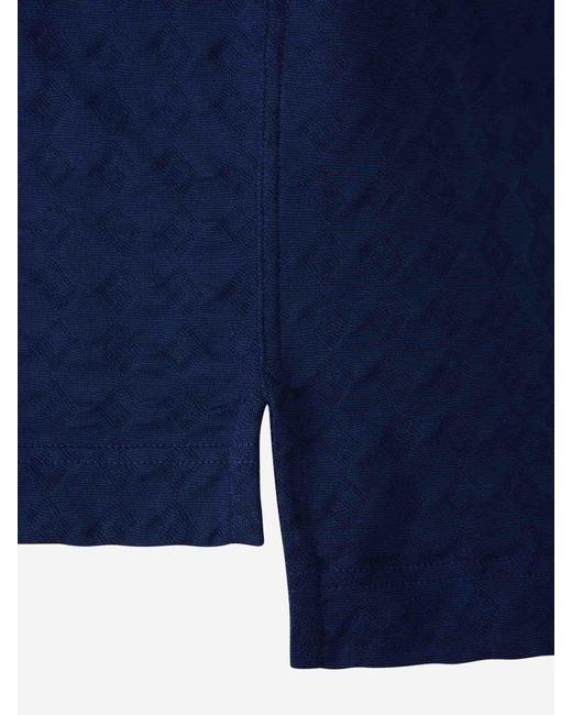 Givenchy Blue 4G-Jacquard Short-Sleeved Polo Shirt for men