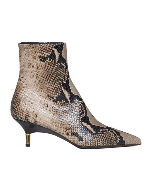 Khaite Brown Pointed-Toe Embossed Boots