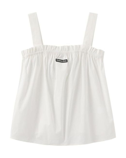 Marissa Chiara White Square Neck Suspenders