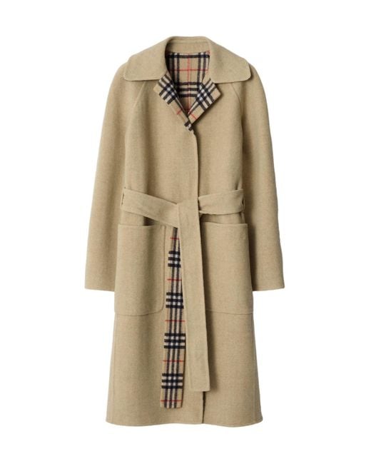 Burberry Natural Reversible Wool Wrap Coat