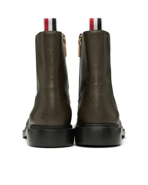 Thom Browne Brown Penny-Loafer Leather Ankle Boots for men