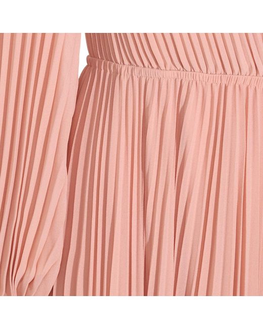 Twinset Pink Pleated Wrapfront Longsleeve Midi Dress