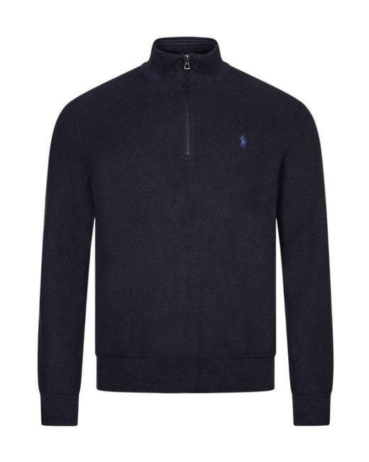 Polo Ralph Lauren Blue Half Zip Knitted Sweater for men