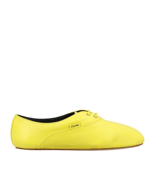 Céline Yellow Ballet Lace-Up Shoe