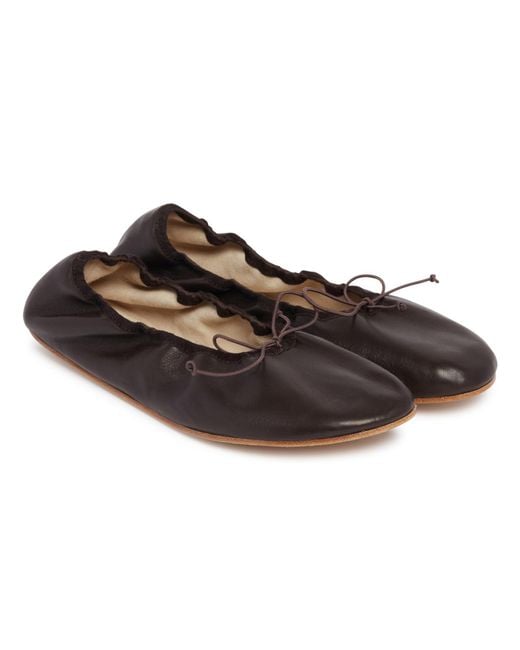 The Row Black Round-Toe Ballet Flats