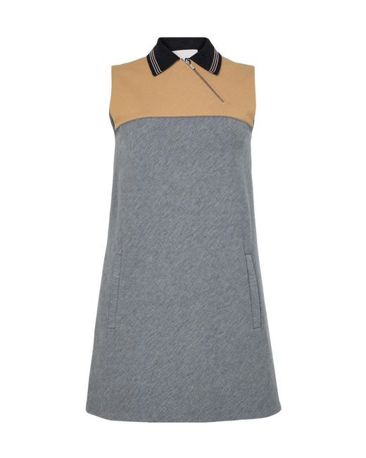 Miu Miu Gray Sleeveless Bi-Color Mini Dress