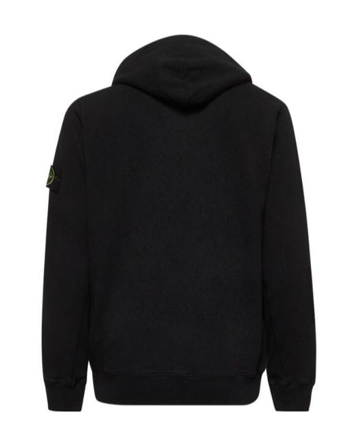 Stone Island Black Logo Patch Long-Sleeved Hoodie for men