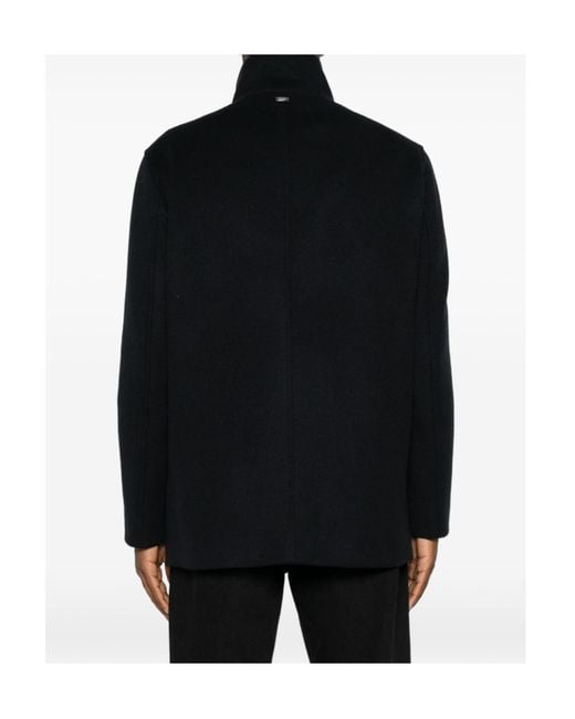 Herno Black Double-Breasted Coat for men