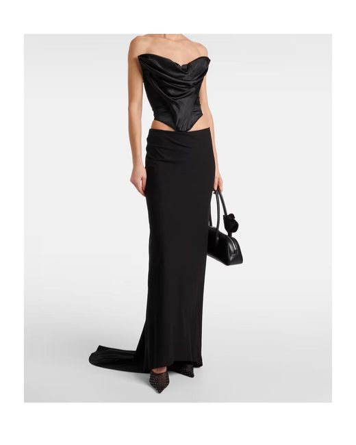 Magda Butrym Black Draped Silk-Blend Satin Corset