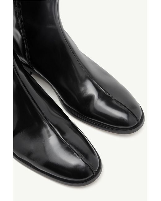 MM6 by Maison Margiela Black Polished Ankle Boots for men