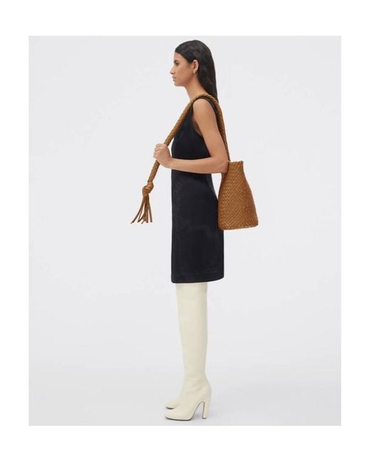 Bottega Veneta Brown Logo Knitted Bucket Shoulder Bag