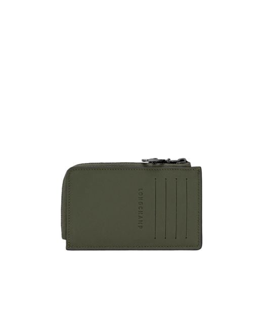 Longchamp Green Embossed Leather Cardholder