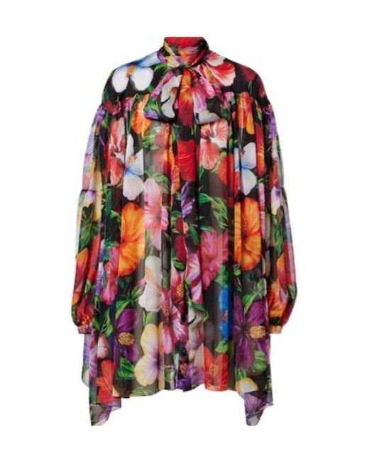Dolce & Gabbana Red Floral Silk Chiffon Blouse