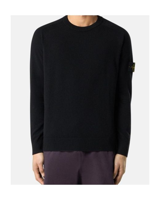 Stone Island Black Compass Badge Crewneck Jumper for men