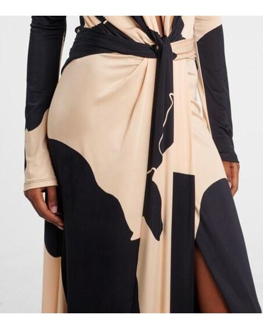 Johanna Ortiz Natural Knotted Printed Maxi Dress
