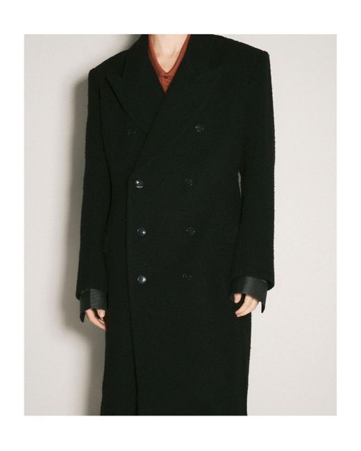 Martine Rose Black Double-Breasted Long Coat for men