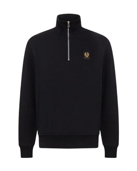 Belstaff Blue Quarter-Zip Logo-Patch Sweater for men