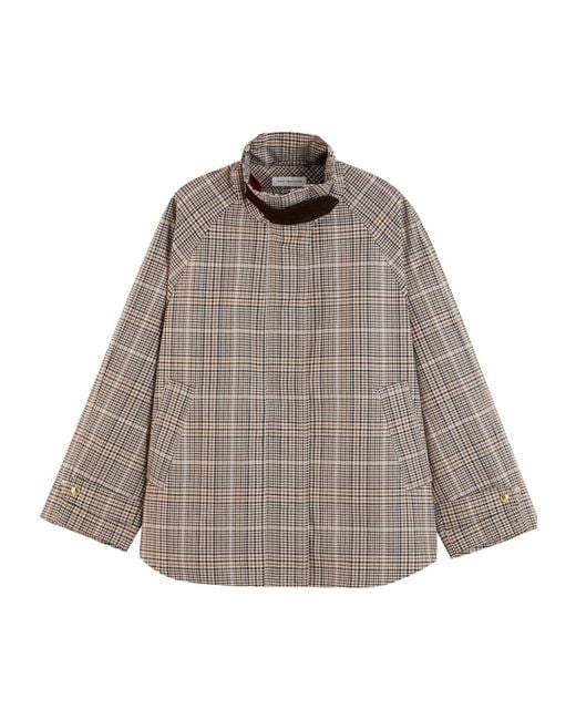 Tommy Hilfiger Gray Plaid Stand-Collar Short Jacket
