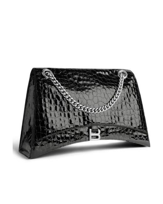 Balenciaga Black Crush Large Chain Bag Crocodile Embossed