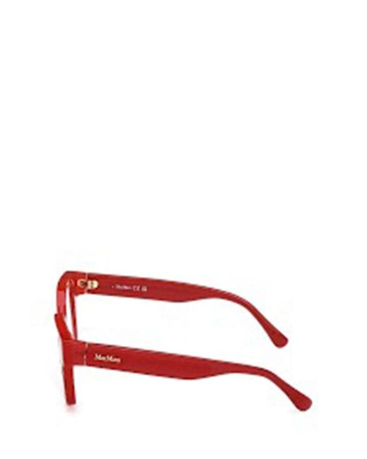 Max Mara Red Rectangular Frame Glasses