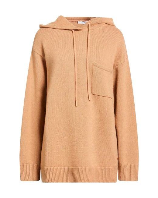 Max Mara Natural Solid Color Knit Hoodie